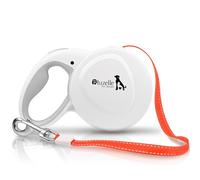 bluzelle Correa Perro Extensible 8m para Perros Grandes de hasta 50kg, Correa Reflectante Naranja Brillante con Mosquetones Metálicos de 360°, Asa Ergonómica de Goma, Freno Retráctil, Blanco