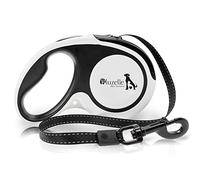 BLUZELLE Correa Retráctil de 5m con Tiras Reflectantes, para Perros Medianos & Grandes de hasta 50kg, Correa Extensible con Mosquetón Metálico de 360°, Frenado Fiable, Cinturón de Nailon, Talla:L