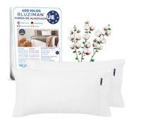 BLUZIMAN Funda Almohada 180 Algodon 100%, Lujoso Saten 400 Hilos Hecho en España, Protector Almohada Antiacaros, Fundas de Almohada Pillow Case (2 Fundas Almohada 110x45cm para Cama 180)