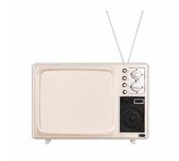 BLWOTMOR corativo Televisión Retro con Pantalla en Neutro Mueble corativo Hierro con Forma Televisor Perillas Control para Estudio, Gris