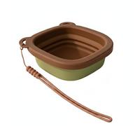 BLWOTMOR Cuenco Plegable para Mascotas Recipiente de Viaje de Silicona Portátil Comedero Reutilizable con Diseño Compacto Adecuado para Paseos Salidas con Mascotas y Traslados Diarios, Marrón, Verde