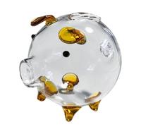 BLWOTMOR Hucha con Forma de Cerdito, Hecha de Cristal Transparente, Botella de Almacenamiento, Bonita Caja de Dinero como Decoración de Escritorio.