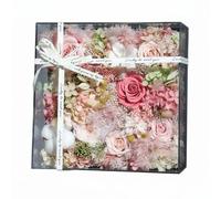 BLWOTMOR Industrial Display Caja de Flores Preservadas Arreglo Floral Caja Acrílica Transparente Rosas Preservadas Liquen sin Luz Solar Adecuado para Regalo, Rosa Claro
