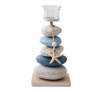 BLWOTMOR Portavelas de Piedra para Decoración del Hogar Y Bodas con Temática Náutica, Blanco, Individual