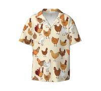 BLWSLC A Brood of Chickens - Camisa de manga corta para hombre, ideal para playa y viajes, Negro, XL