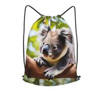 BLWSLC A little koala - Mochila deportiva con cordón para fitness, viajes, adecuada para gimnasio y viajes, Negro, Mediano