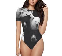BLWSLC Adorable Bear - Mono de manga corta para mujer, informal, para fiestas, uso diario, con dobladillo de botón a presión, NEGRO, M