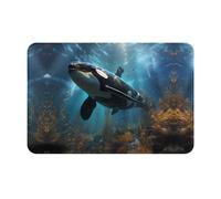 BLWSLC Alfombrilla de franela antideslizante con diseño de ballenas asesinas, 40,6 x 61 cm, con un patrón, adecuada para uso en interiores y exteriores, decoración del hogar