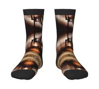 BLWSLC American West Rodeo - Calcetines negros de media pantorrilla, cálidos y decorativos, adecuados para correr y fútbol., 3 Negro, One Size