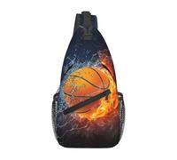 BLWSLC Baloncesto en el fuego y salpicaduras de llamas de agua (bolsa cruzada estampada, bolsa de hombro para hombre, adecuada para senderismo, viajes, ciclismo)