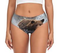 BLWSLC Bear Running - Calzoncillos estampados para mujer, diseño sin costuras, talle bajo, talla XS a 4XL, se adapta a todos los tipos de cuerpo, Negro, XS