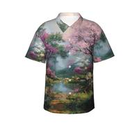 BLWSLC Big Tree by the River - Camisa hawaiana de manga corta para hombre, perfecta para fiestas de vacaciones en la playa este verano, NEGRO, XX-Large-4X-Large