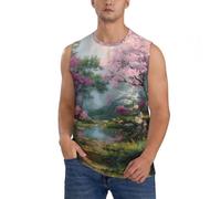 BLWSLC Big Tree by the River - Chaleco sin mangas para hombre, ajuste holgado, transpirable, de secado rápido, chaleco deportivo para gimnasio, NEGRO, Large-4X-Large