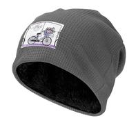BLWSLC Black Love on The Bike - Gorro de punto elástico con forro de pelo largo para senderismo y escalada de montaña, gris, Talla única