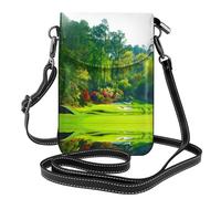 BLWSLC Bolsa cruzada de cuero con estampado de campo de golf, funda con solapa, adecuada para viajes, senderismo, camping o uso diario.