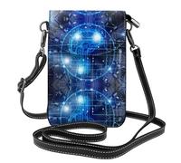 BLWSLC Bolsa cruzada de piel con diseño de cerebro de inteligencia artificial, funda con solapa, adecuada para viajes, senderismo, camping o uso diario.