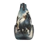 BLWSLC Bolsa cruzada de viaje con estampado de caballos corriendo salvajes en el río, para hombre, diseño de cremallera, adecuada para correr y hacer ejercicio