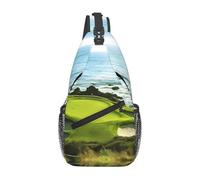 BLWSLC Bolsa cruzada para hombre, diseño de campo de golf, casual, con correa ajustable para el hombro, adecuada para correr y hacer senderismo