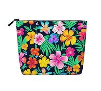 BLWSLC Bolsa de cosméticos de una sola capa con estampado de flores coloridas, bolsa de almacenamiento, adecuada para el almacenamiento diario, imprescindible para viajes de negocios.