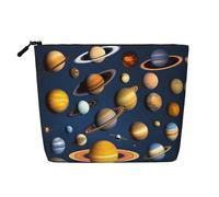 BLWSLC Bolsa de cosméticos de una sola capa con estampado de planetas del sistema solar, bolsa de almacenamiento, adecuada para el almacenamiento diario, imprescindible para viajes de negocios.