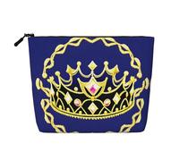 BLWSLC Bolsa de cosméticos de una sola capa estampada con tiara de fantasía, bolsa de almacenamiento, adecuada para el almacenamiento diario, imprescindible para viajes de negocios.