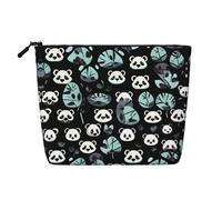 BLWSLC Bolsa de cosméticos de una sola capa impresa con cara de panda en blanco y negro, bolsa de almacenamiento, adecuada para el almacenamiento diario, imprescindible para viajes de negocios.