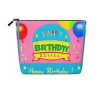 BLWSLC Bolsa de cosméticos de una sola capa impresa con globos de feliz cumpleaños, bolsa de almacenamiento, adecuada para el almacenamiento diario, imprescindible para viajes de negocios.