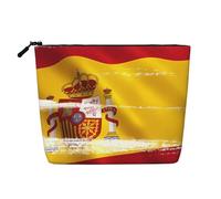 BLWSLC Bolsa de cosméticos de una sola capa impresa con la bandera de España, bolsa de almacenamiento, adecuada para el almacenamiento diario, imprescindible para viajes de negocios.