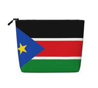 BLWSLC Bolsa de cosméticos de una sola capa impresa con la bandera de Sudán del Sur, bolsa de almacenamiento, adecuada para el almacenamiento diario, imprescindible para viajes de negocios.