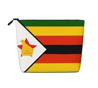 BLWSLC Bolsa de cosméticos de una sola capa impresa con la bandera de Zimbabue, bolsa de almacenamiento, adecuada para el almacenamiento diario, imprescindible para viajes de negocios.