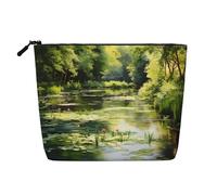 BLWSLC Bolsa de cosméticos de una sola capa impresa con lirios de agua en el estanque, bolsa de almacenamiento, adecuada para el almacenamiento diario, imprescindible para viajes de negocios.