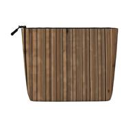 BLWSLC Bolsa de cosméticos de una sola capa impresa con patrón de madera maciza, bolsa de almacenamiento, adecuada para el almacenamiento diario, imprescindible para viajes de negocios.