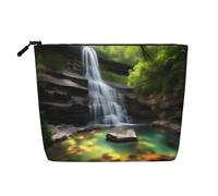 BLWSLC Bolsa de cosméticos de una sola capa impresa con vista de cascada, bolsa de almacenamiento, adecuada para el almacenamiento diario, imprescindible para viajes de negocios.