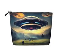 BLWSLC Bolsa de cosméticos de una sola capa impresa UFO Landing, bolsa de almacenamiento, adecuada para el almacenamiento diario, imprescindible para viajes de negocios.