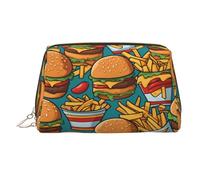 BLWSLC Bolsa de cosméticos portátil con estampado de hamburguesas fritas, bolsa grande de aseo de viaje, adecuada para viajes y uso diario