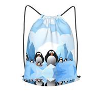 BLWSLC Bolsa de gimnasio con cordón, diseño de pingüino de la Antártida, bolsa de viaje con cordón ajustable, adecuada para uso en el gimnasio, Negro, S