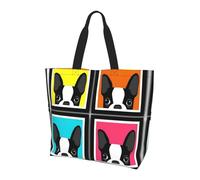 BLWSLC Bolsa de hombro colorida con diseño de océano, bolsa de viaje para compras diarias, playa y fitness, Colorido bulldog francés, Talla única
