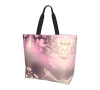 BLWSLC Bolsa de hombro con diseño de estrella de mar de conchas marinas, organizador reutilizable, adecuado para viajes, gimnasio y yoga., Carpa roja con flor de cerezo rosa, Talla única