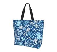 BLWSLC Bolsa de hombro con estampado de tablones grises, organizador reutilizable, adecuado para viajes, gimnasio y yoga., Algas marinas verdes y azules, Talla única