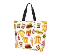 BLWSLC Bolsa de hombro con estampado negro de símbolos sobrenaturales, organizador reutilizable, adecuado para viajes, gimnasio y yoga., Coca-Cola de rosquillas de hamburguesa, Talla única
