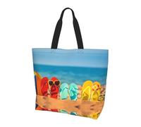 BLWSLC Bolsa de hombro con patrón de arrecife de coral, bolsa de viaje para compras diarias, playa y fitness, Chanclas coloridas pelotas de playa, Talla única