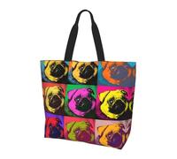 BLWSLC Bolsa de hombro con patrón de caballo de doma de doma y jinete, bolsa de viaje para compras diarias, playa y fitness, Dog Pop Art Pug, Talla única
