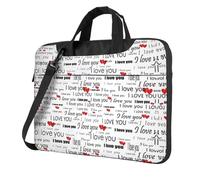 BLWSLC Bolsa de hombro de tela Oxford 600D a prueba de golpes con texto en inglés "I Love You Words with Hearts Printed Laptop Tote Bag For Everyday Use, Black, 15.6 inch