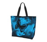 BLWSLC Bolsa de hombro estampada con conchas de playa, organizador reutilizable, adecuado para viajes, gimnasio y yoga., mariposa azul, Talla única