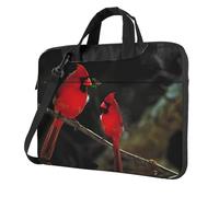 BLWSLC Bolsa de hombro para ordenador portátil, tela Oxford 600D, a prueba de golpes, diseño de pájaros rojos, fauna salvaje, para uso diario, Black, 15.6 inch