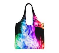 BLWSLC Bolsa de lona con estampado de caballo de fuego de un solo hombro, bolsa de deporte de fitness adecuada para viajes, viajes o compras