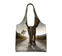 BLWSLC Bolsa de lona con estampado de elefante, de un solo hombro, bolsa de deporte de fitness adecuada para viajes, viajes o compras