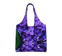 BLWSLC Bolsa de lona con estampado de flores violetas de un solo hombro, bolsa de deporte de fitness adecuada para viajes, viajes o compras
