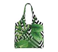 BLWSLC Bolsa de lona con estampado de hojas verdes de palmera tropical con un solo hombro, bolsa de deporte de ocio adecuada para viajes, viajes o compras
