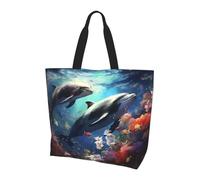 BLWSLC Bolsa de mano con estampado de bellflower, bolsa de mano de gran capacidad para viajes, compras y vacaciones en la playa, Hermosa ballena, Talla única